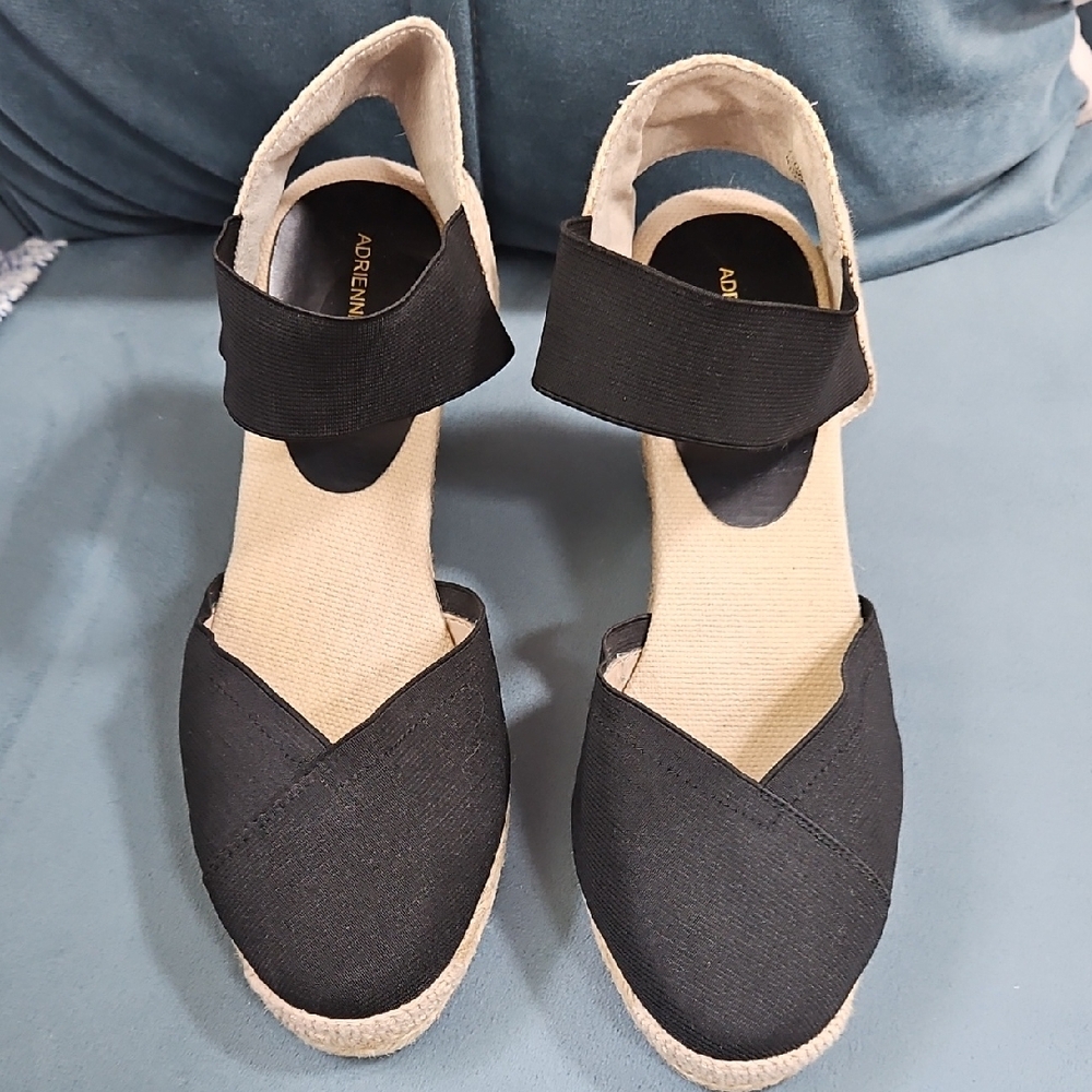 Adrienne Vittadini Black and Cream Espadrilles